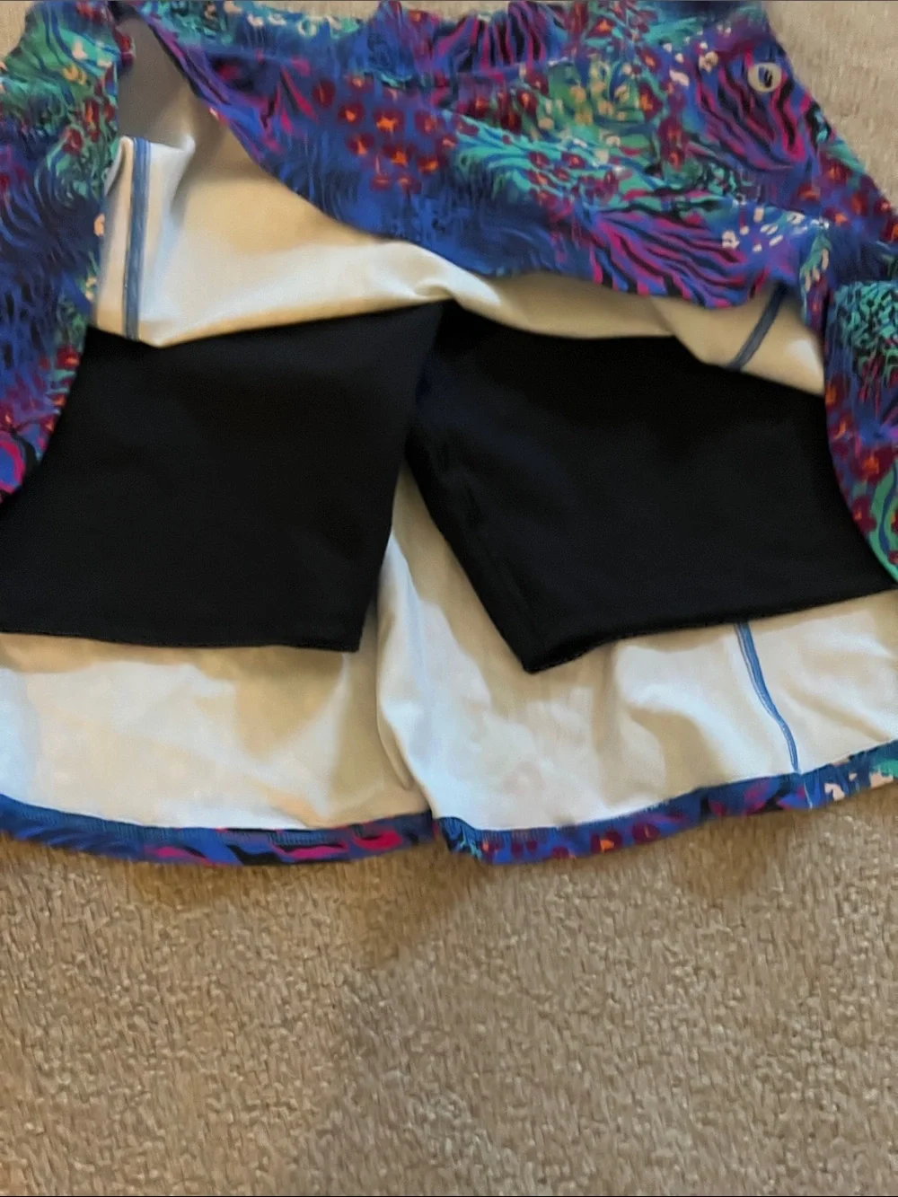 Dona Jo Blue Multi-Pattern Skort with Teal Accents, NWT, L